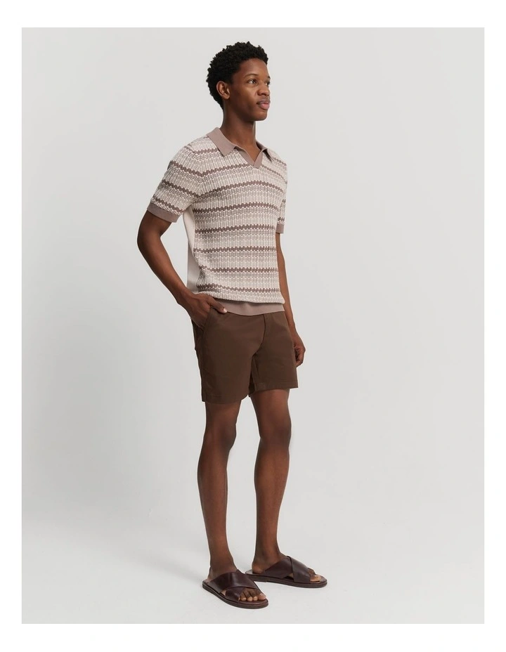 Australian Cotton Multi Knit Polo in White Multi