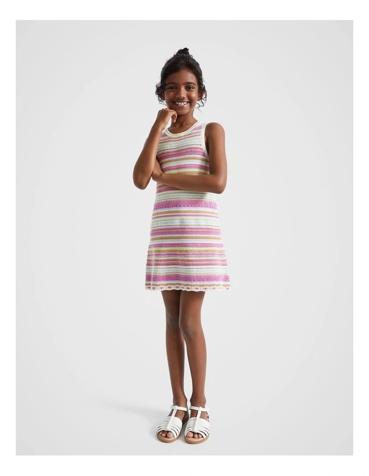 Crochet Knit Dress in Multi