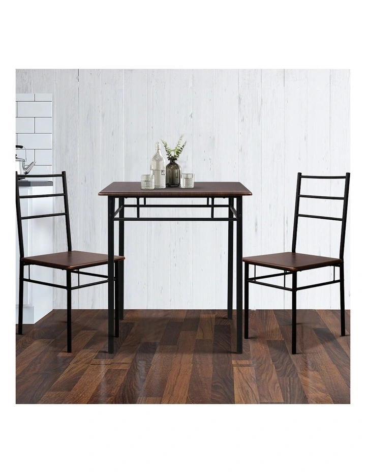 Dining Table And Chairs Set of 3 in Walnut