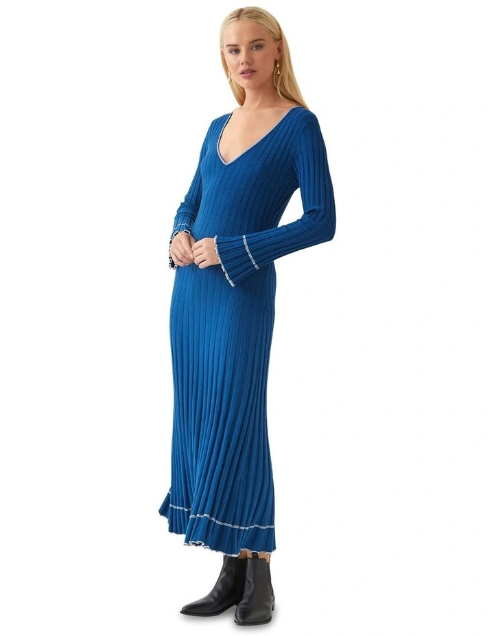 Cara Knitted Dress in Blue
