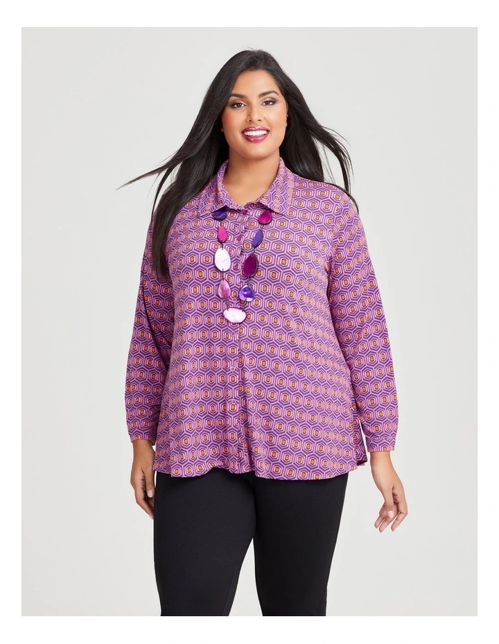 Geo Print Knit Shirt in Print