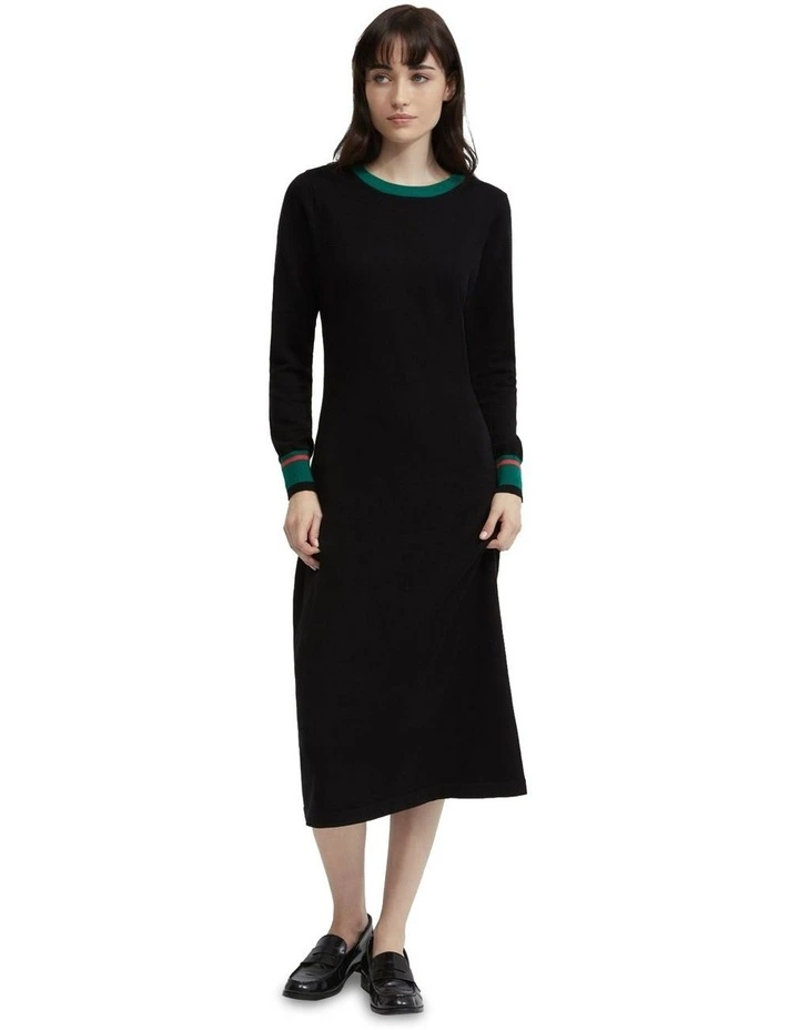 Bridgette Contrast Trim Knit Dress in Black