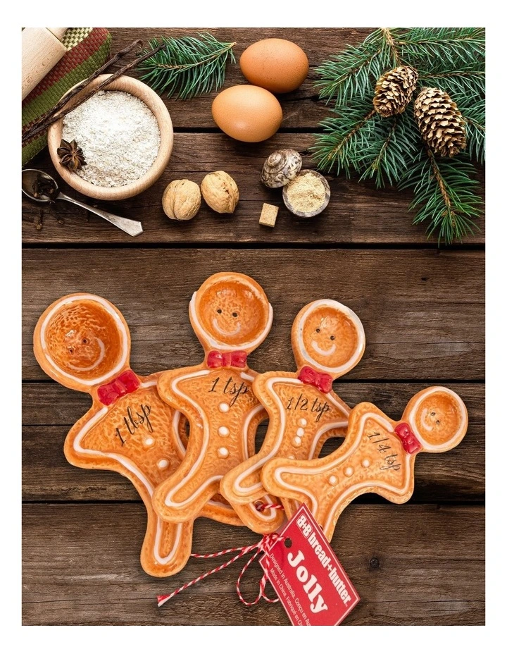 Figurine Gingerbread Man Spoons 4 Pack in Orange