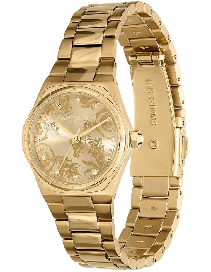 Mini Hexa Damask Stainless Steel Watch in Light Gold