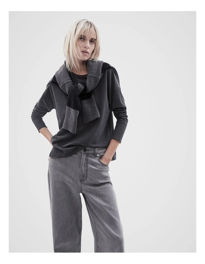 Cosy Long Sleeve Tee in Char Marle