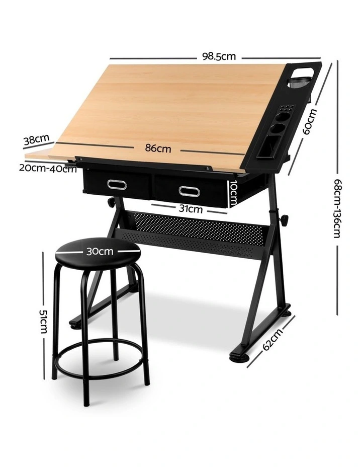 Tilt Drafting Table Stool Set