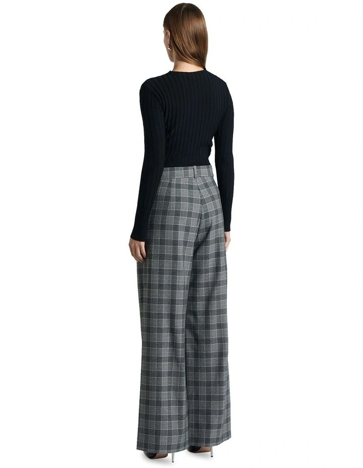 Check Wide Leg Pant in Black/White