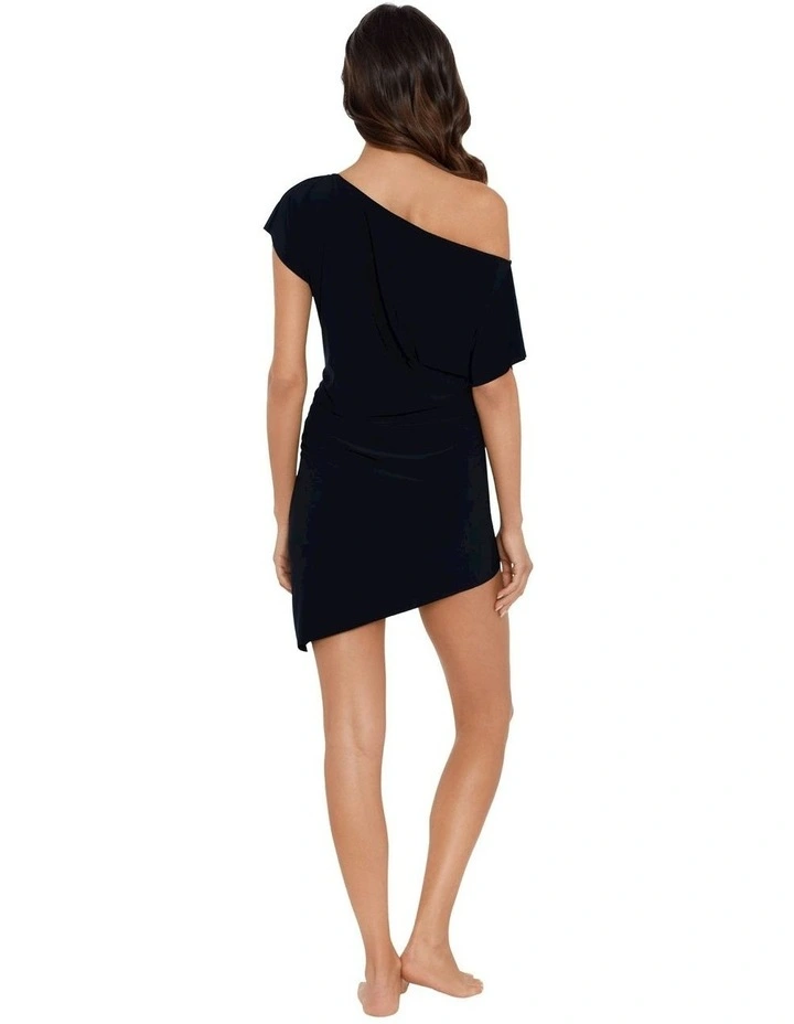 Bateau Neckline Jersey Beach Dress And Swim Cover Up in Black