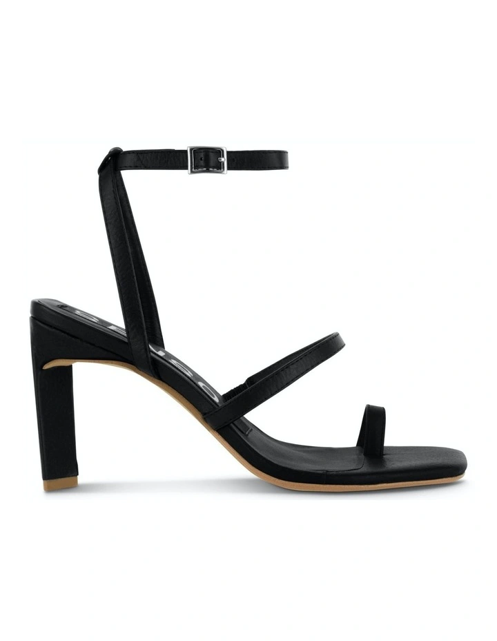 Kendy Calf Leather Heeled Sandals in Black