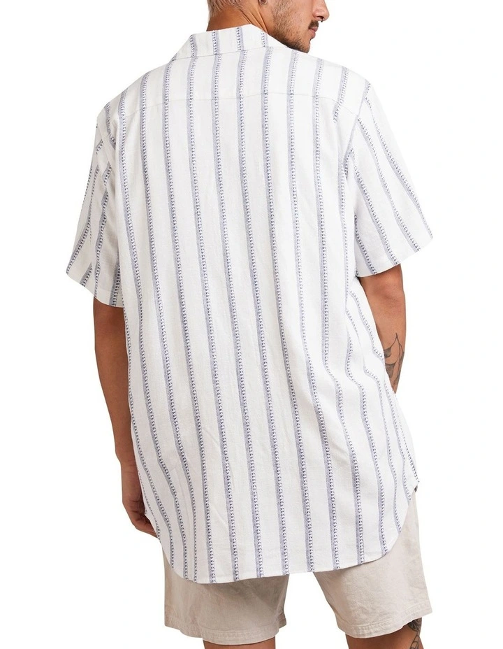 Tide Stripe Short Sleeve Shirt in White