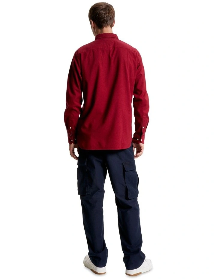 Flex Brushed Twill Long Sleeve Shirt in Red