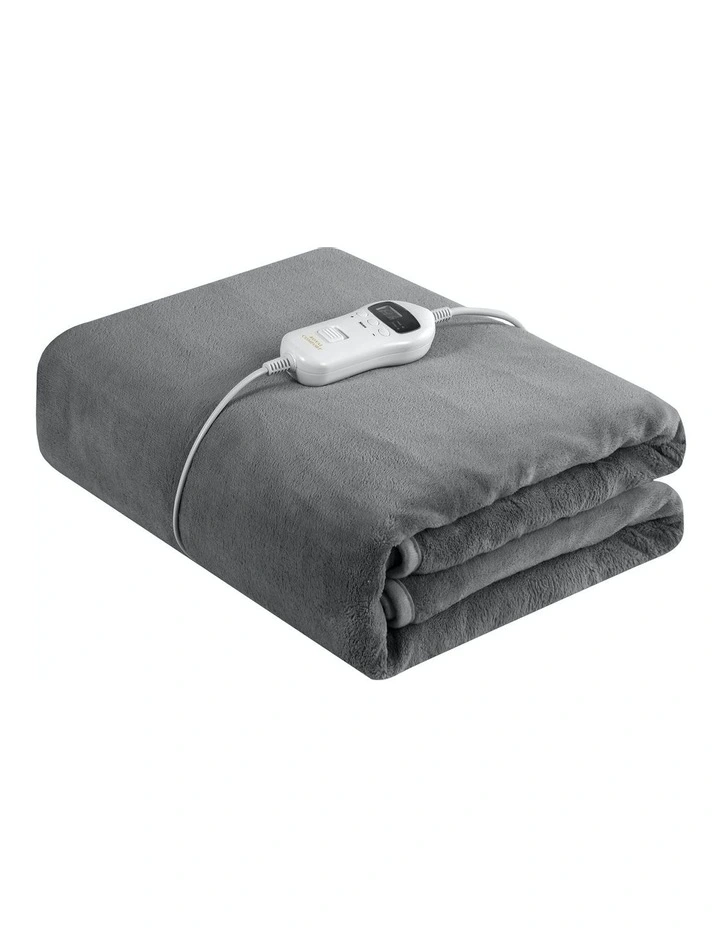 Thermolux Heated Electric Fleece Polyester Throw 160x120cm in Grey