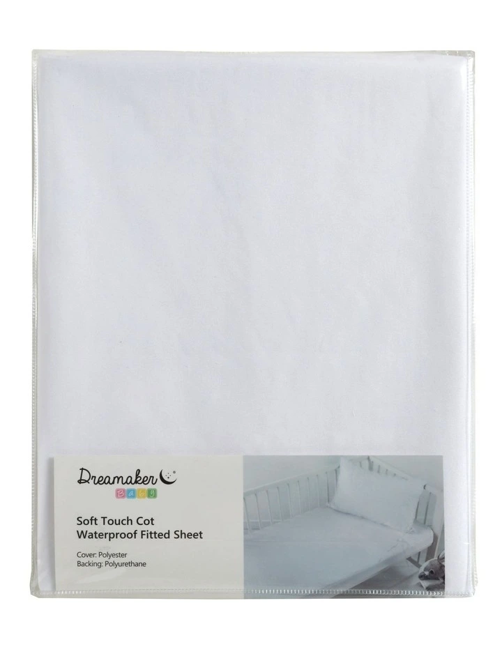 Soft Waterproof Cot Fitted Sheet Mattress Protector in White