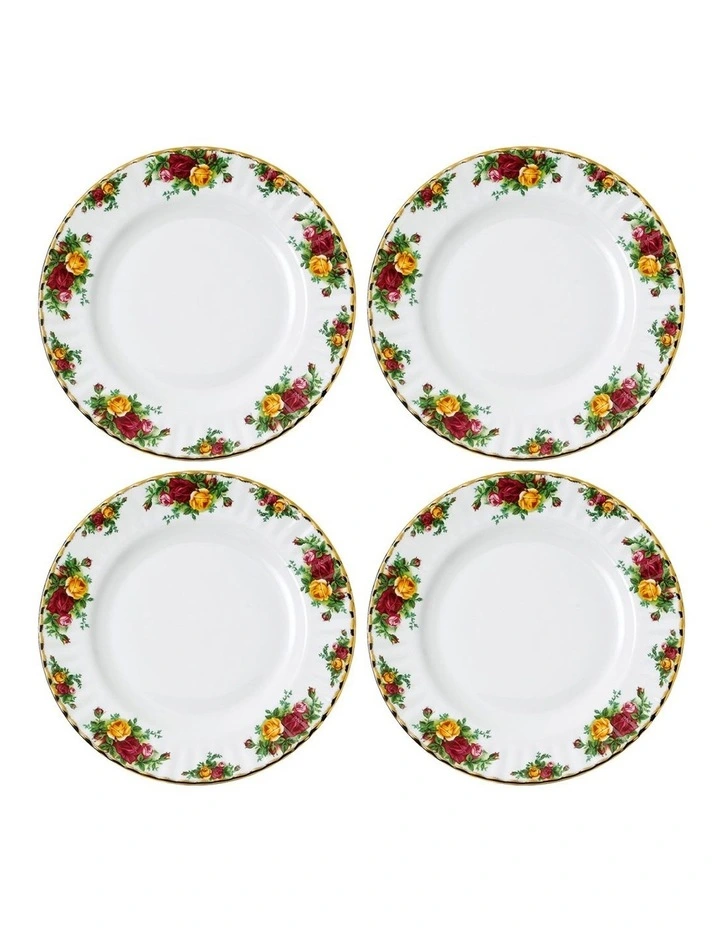 Old Country Roses 27cm Plate Set of 4 White