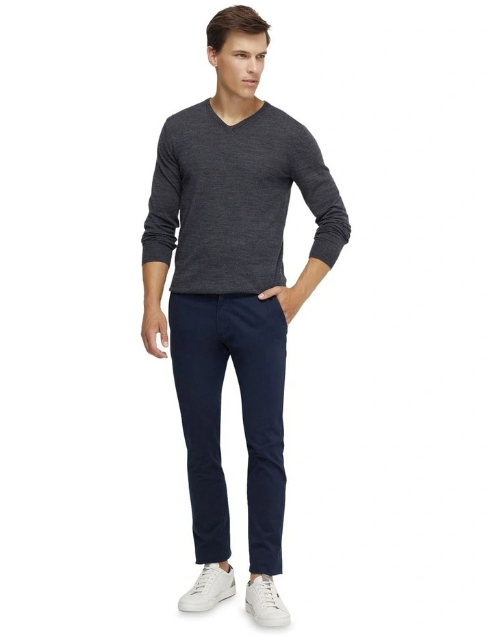 V-Neck Pure Merino Wool Knit in Charcoal