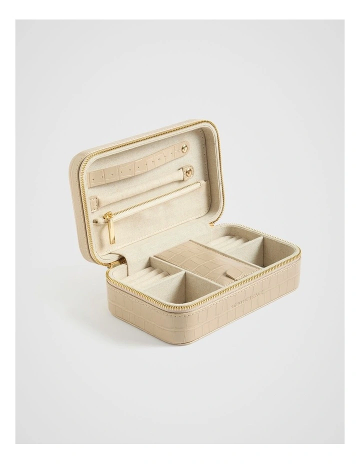 Travel Jewellery Case in Vanilla Croc
