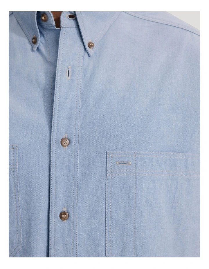 80s Reissue Unisex Australian Made Chambray Shirt in Chambray Blue