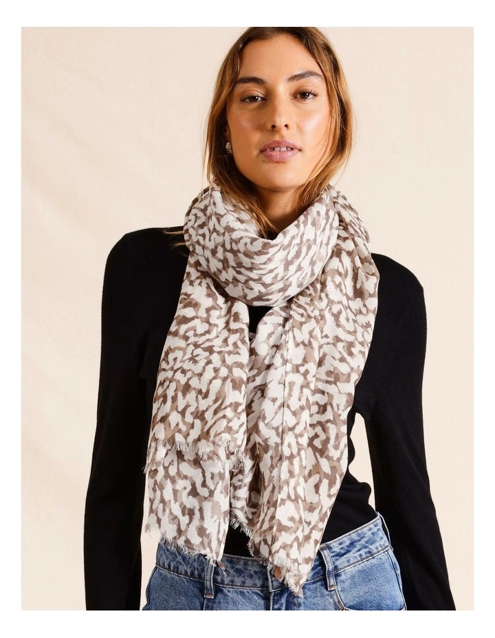 Printed Scarf in White