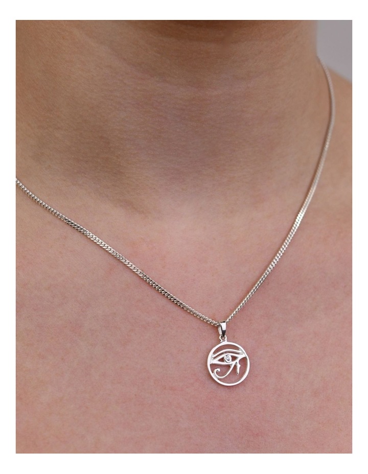 Fine Curb Chain And Eye Of Horus Silver Necklace