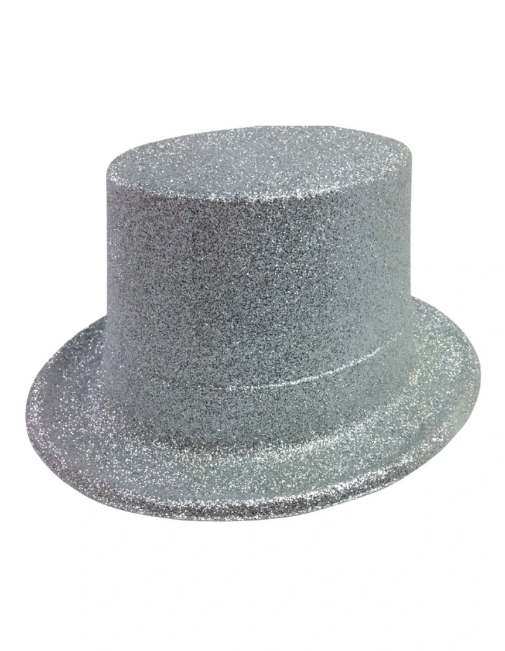 Glitter Top Hat 6-Pack in Silver