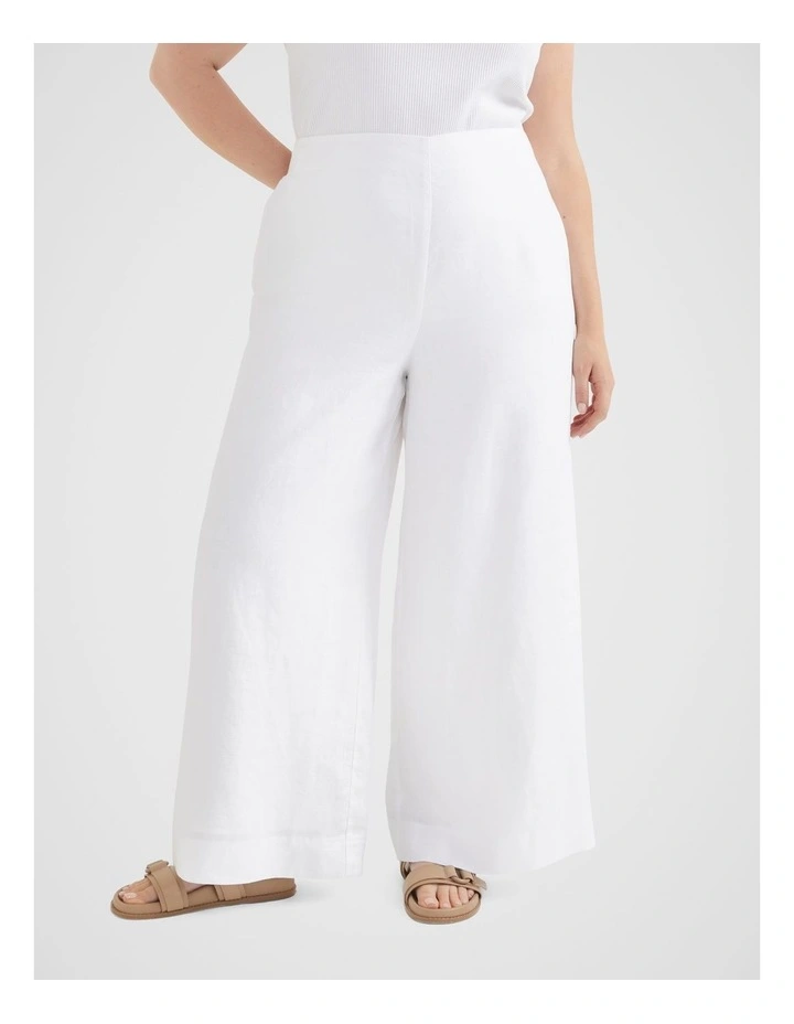 The Flat Front Linen Pant in White