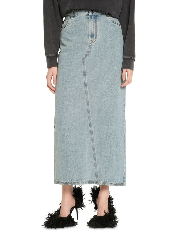 Longline Maxi Skirt in Indigo Blue