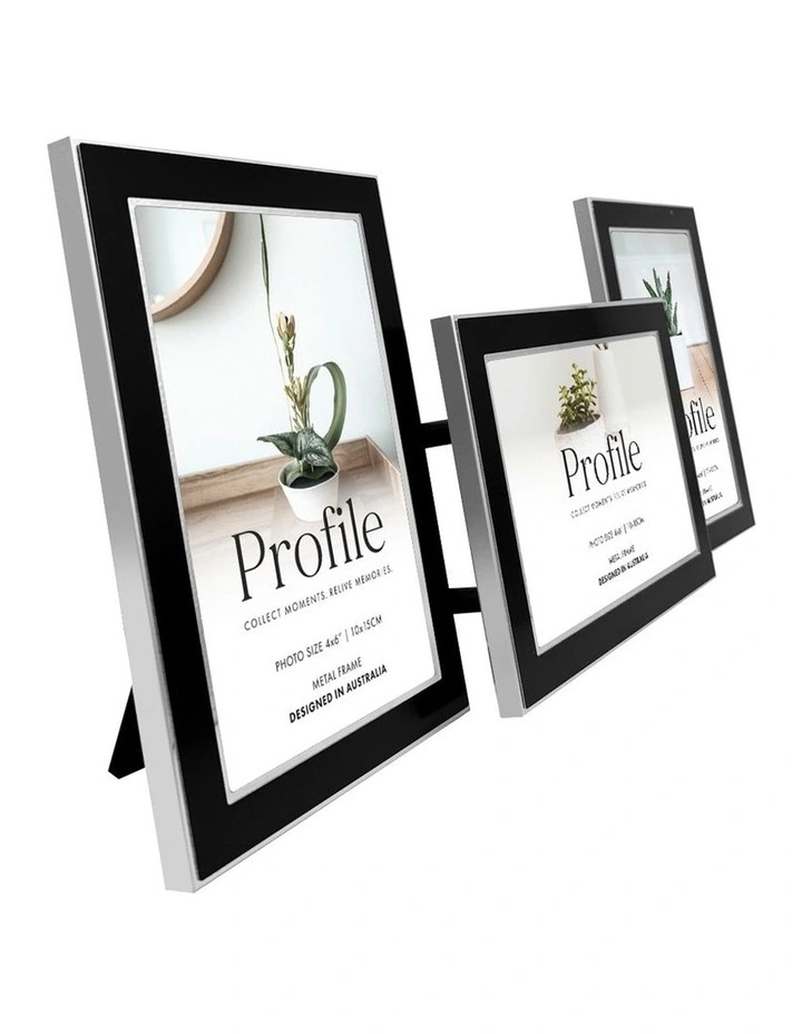 Eternal Solid Metal Collage Photo Frame Multi 3 4x6" in Black/Silver