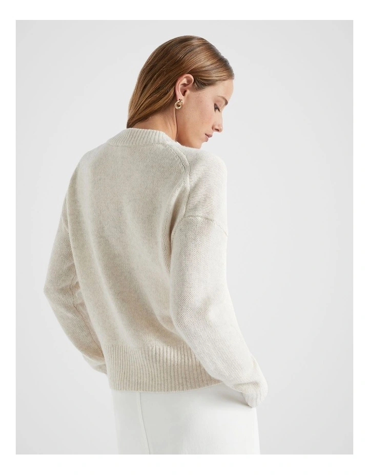 Merino Wool Pocket Cardigan in Oat Marle