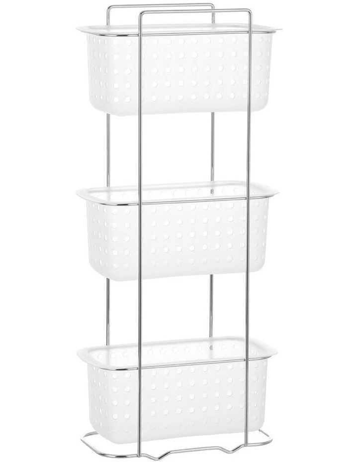 3 Tier Bathroom Rack Standing Storage Organiser Stand Frosted Clear