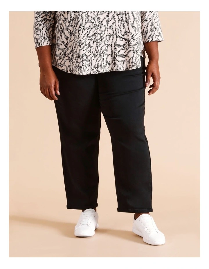 Organic Cotton Blend Relaxed Stretch Denim Pant In Black