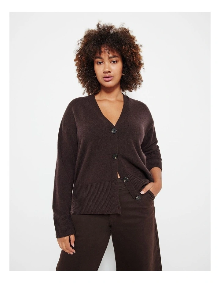 Button Through Cardigan in Raisin