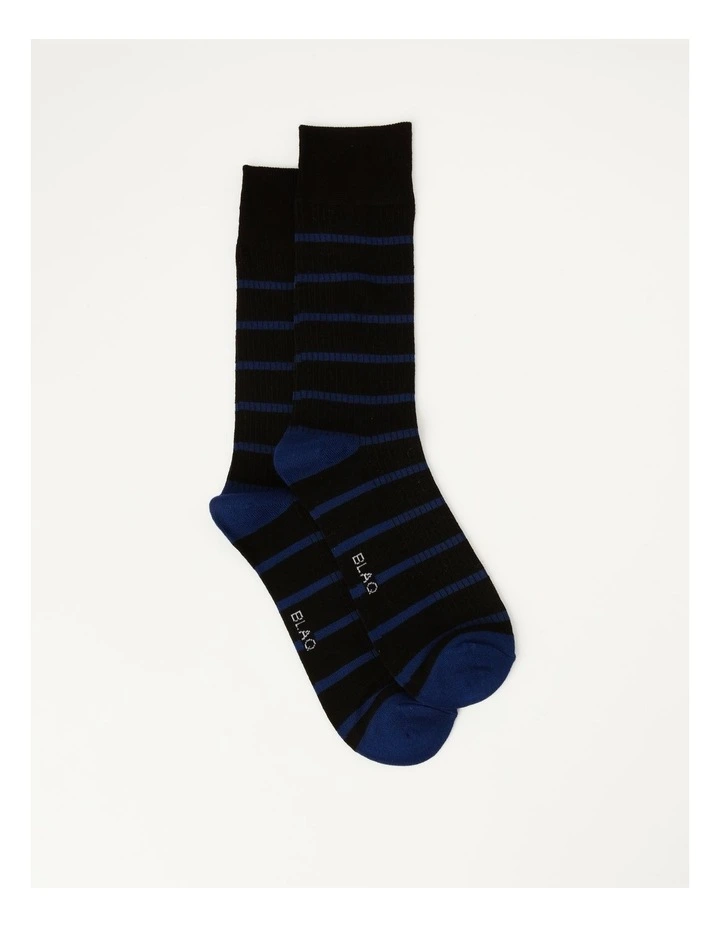 Bamboo Ribbed Stripe Sock in Black