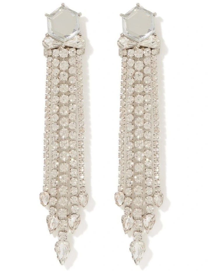 Signature Delta Statement Stone Drop Earrings in Silver