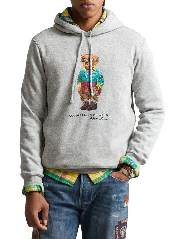 Polo Bear Fleece Hoodie in Grey