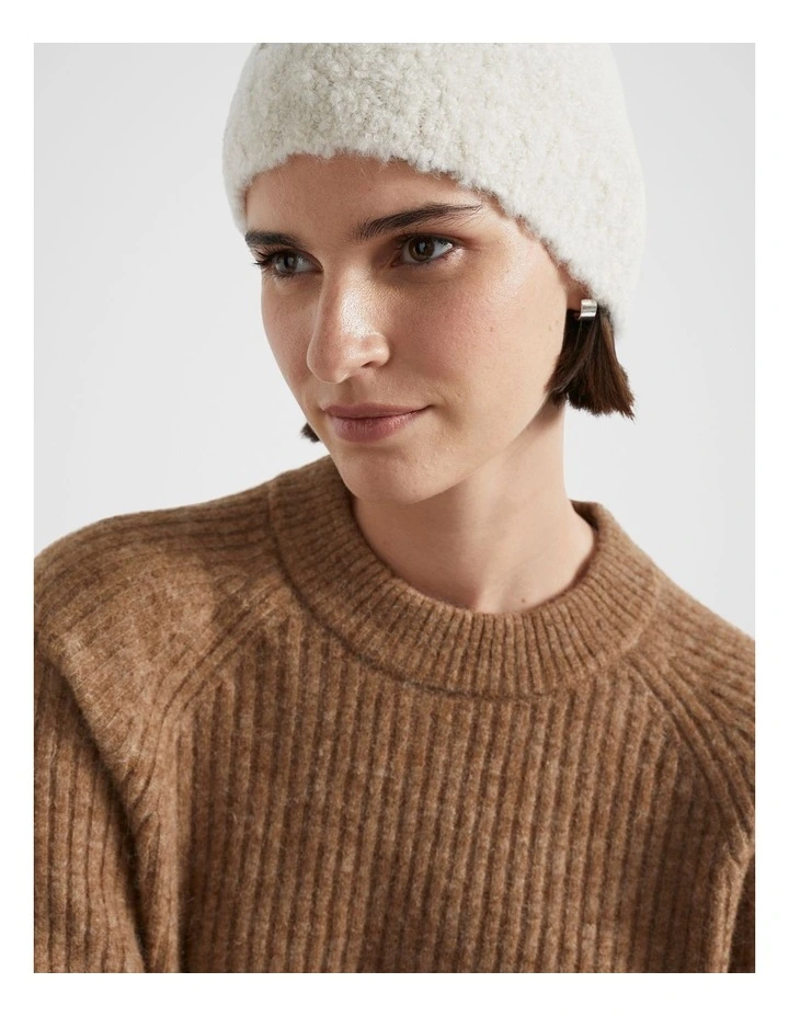 Boucle Logo Detail Beanie in Oat
