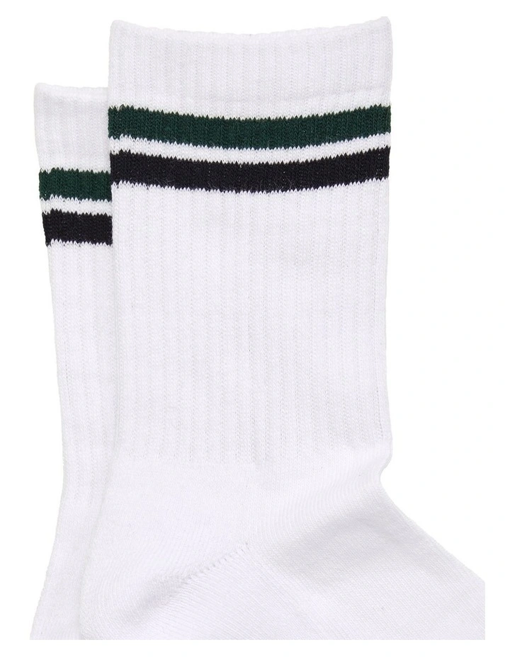 Stripe Rib Sports Socks in White