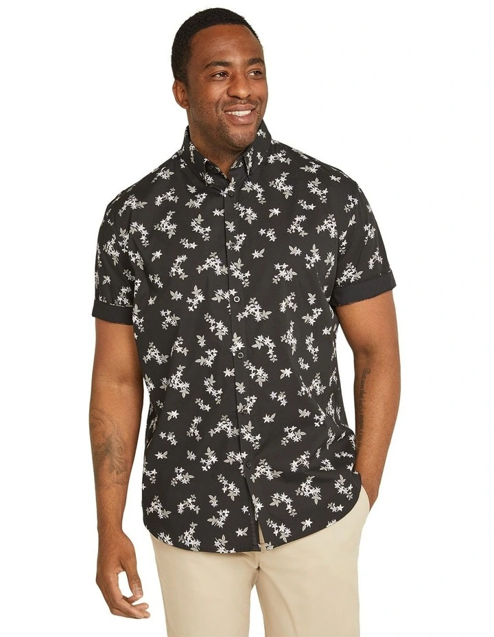 George Print Stretch Shirt in Black