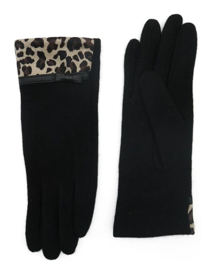 Jacqueline Gloves in Black Leopard