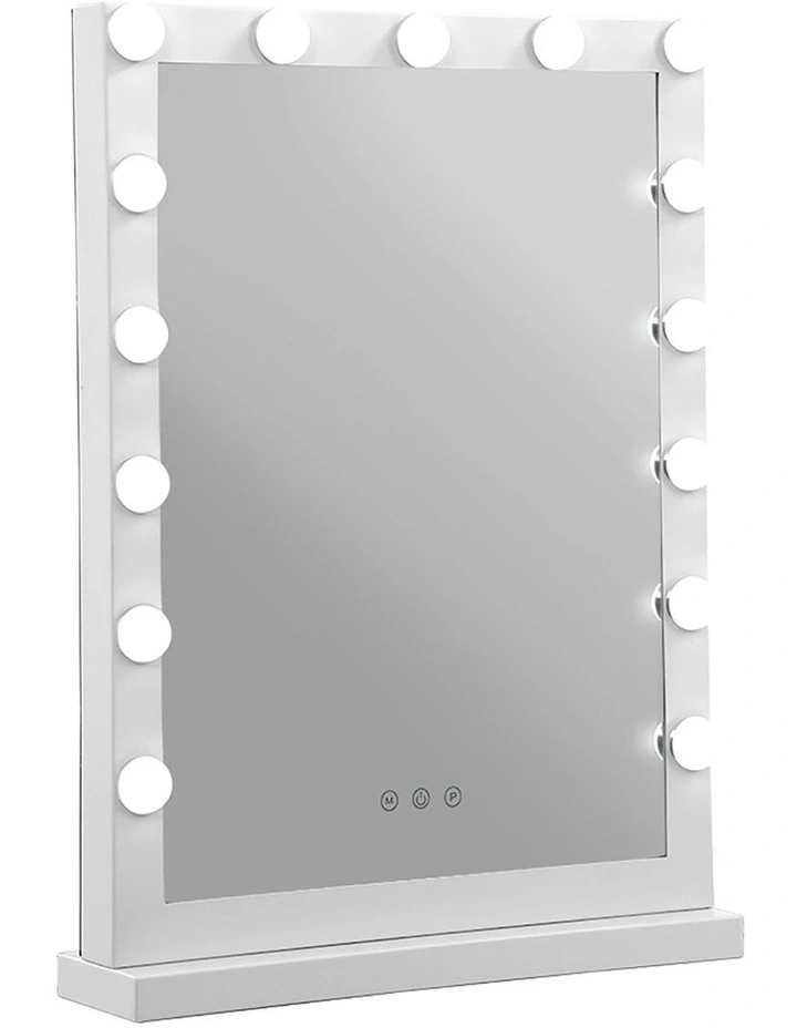 Hollywood Makeup Mirror With 15 LED Bulbs Vanity Lighted Stand in White