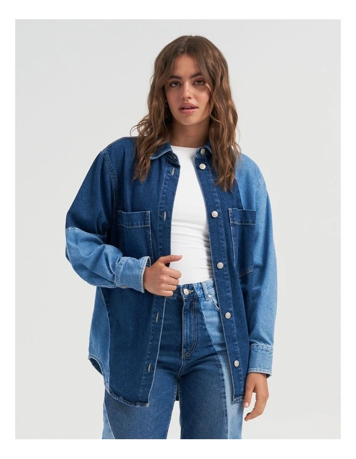 Carrie Two Tone Shirt in Denim