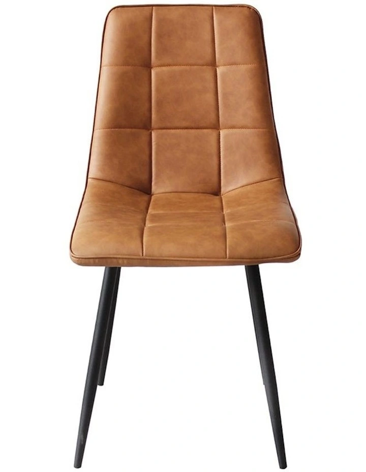 Padded Seat PU Leather Dining Chairs x4 in Brown