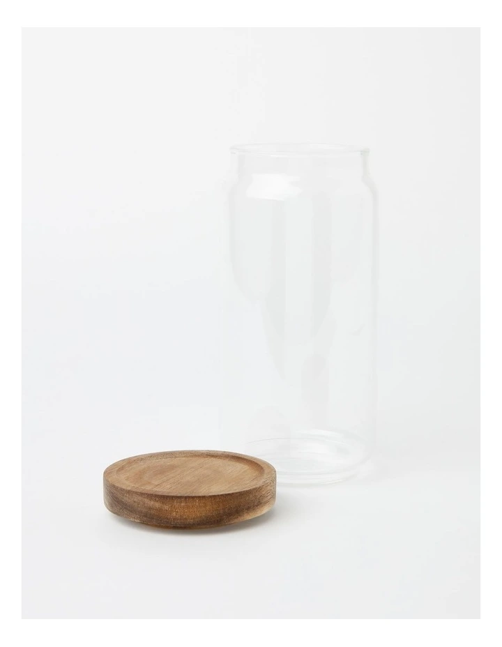 Glass Storage Jar with Acacia Lid 1000ml in Clear