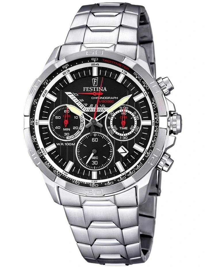 Chrono Stainless Steel Watch in Silver