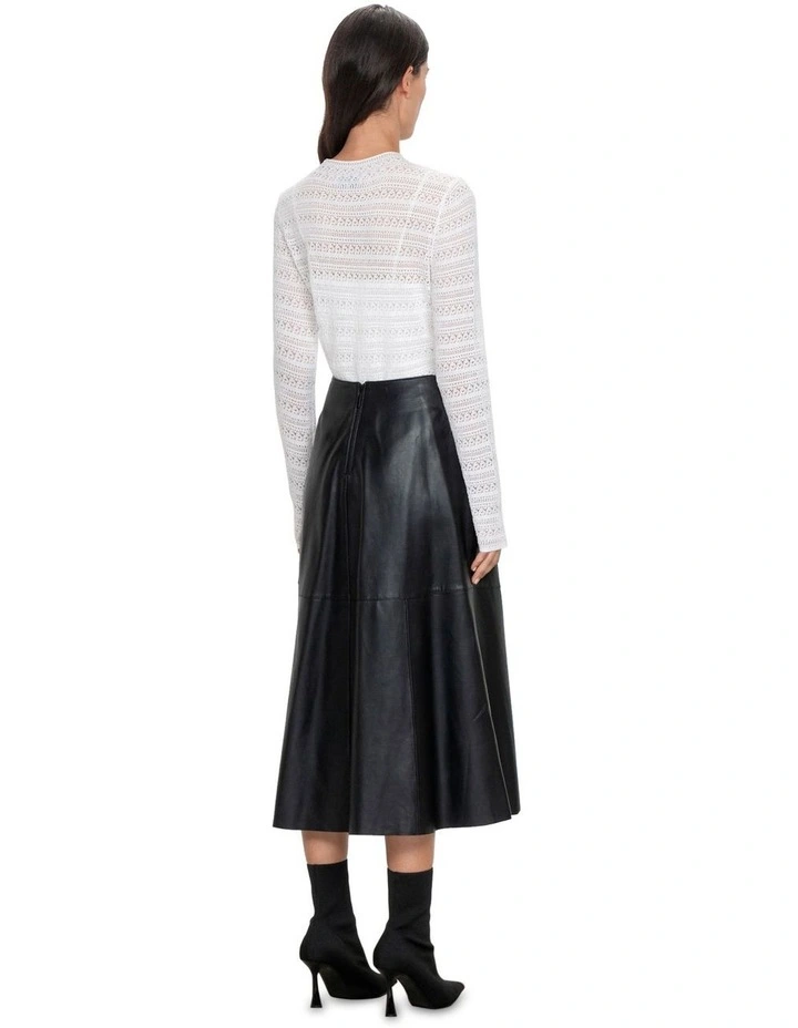 Soft Leather Midi Skirt in Black
