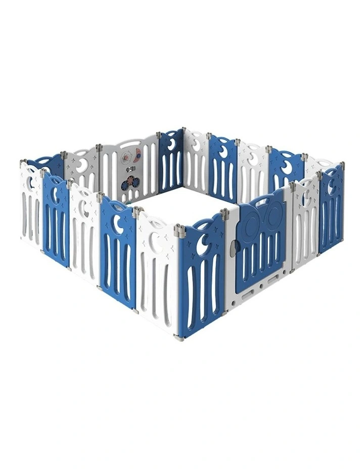 Foldable Playpen 18 Panels in White/Blue