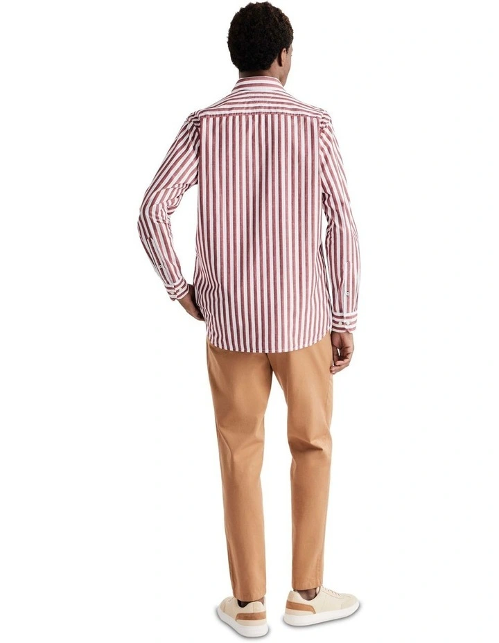 Cool Slub Long Sleeve Stripe Shirt in Assorted