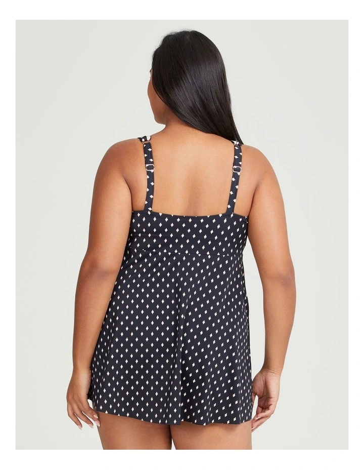 Diamond Print Tie Swimsuit in Black