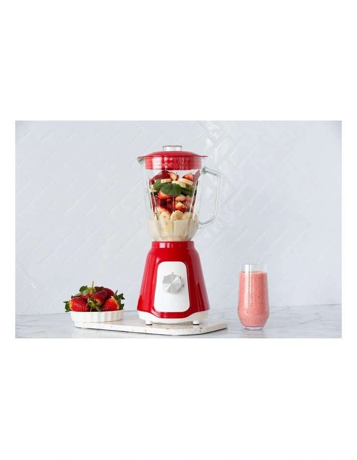 500W Table Blender with Two Adjustable Speeds 1.5L in Red