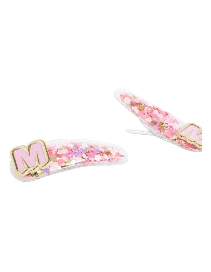 Initial "M" Confetti Snap Clips in Multi