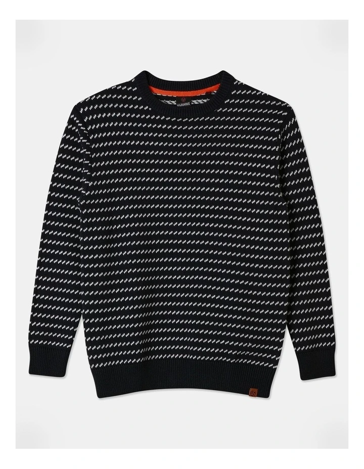 Knitted Crew Neck Jumper in Navy